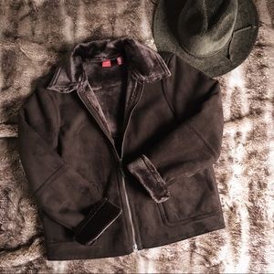 Faux Suede & Faux Fur Moto Jacket